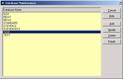 Database Maintenance Screen in RecFind/SQL